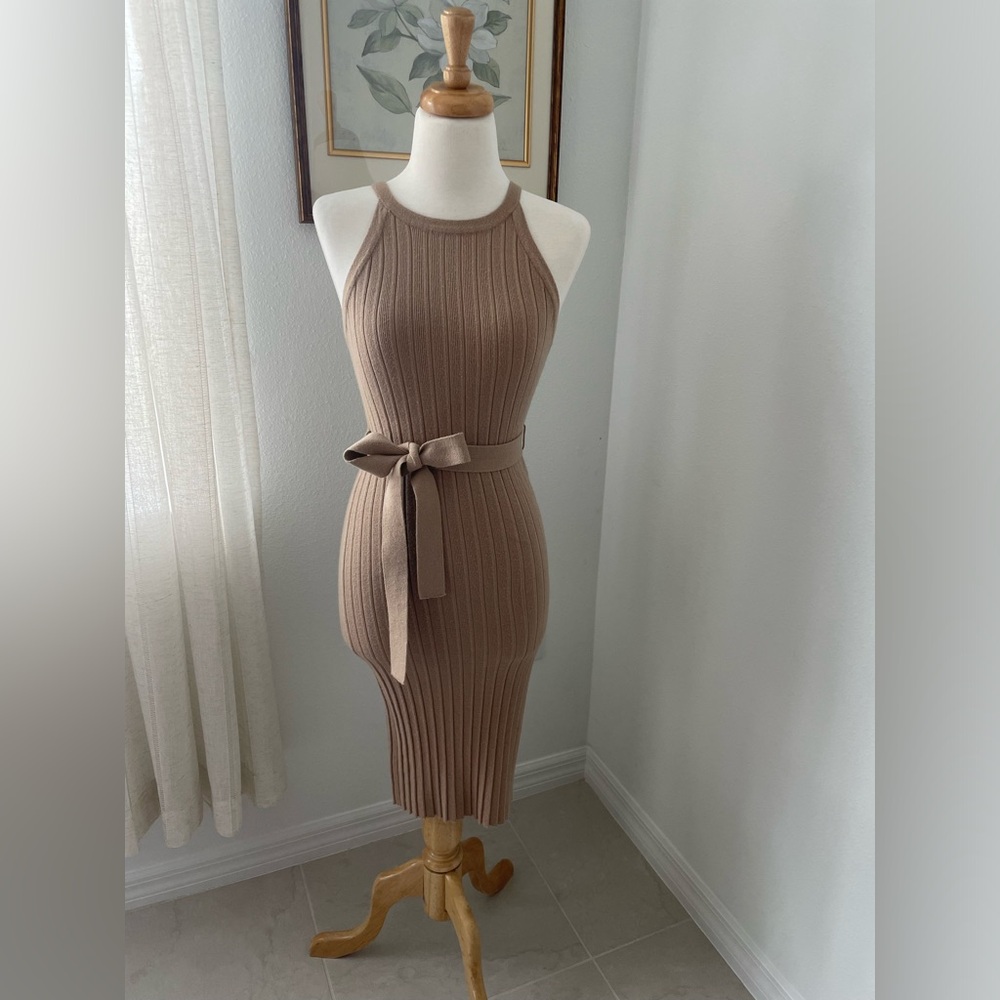 Tan midi dress